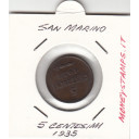 1935 5 Centesimi Rame San Marino buona conservazione